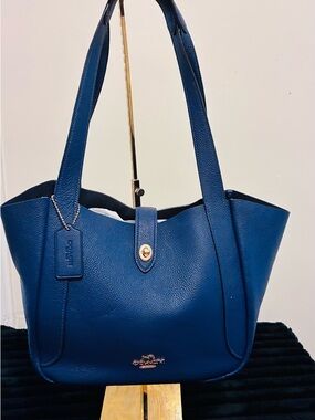 Coach Pebbled Leather Tote in Deep Blue